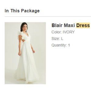 New Blair Maxi Dress Color: IVORY Size: L
